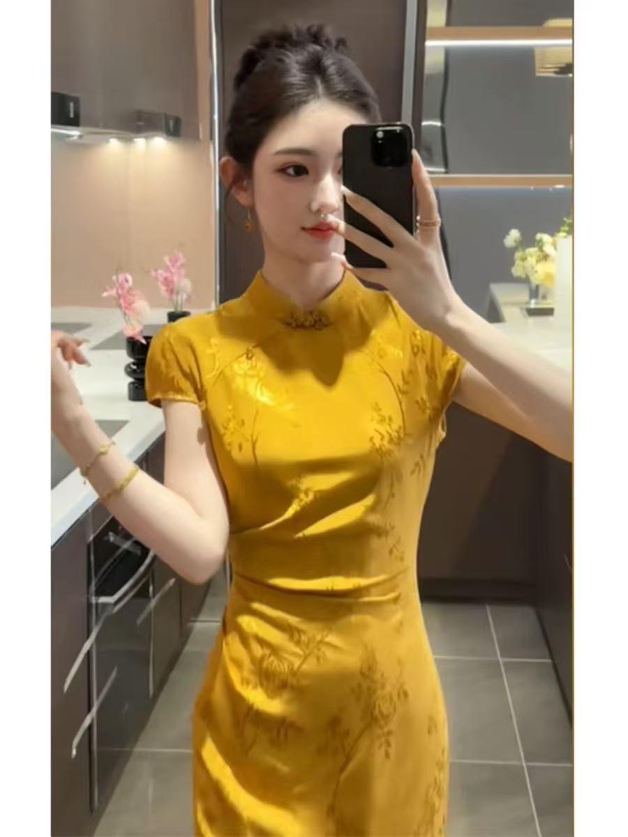 Retro Chinese style new Chinese style hip hugging skirt